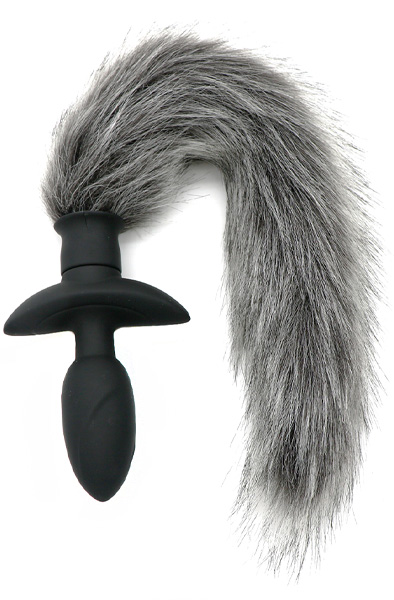Rotating Plug With Grey Fur - Analplug in Tierform 1