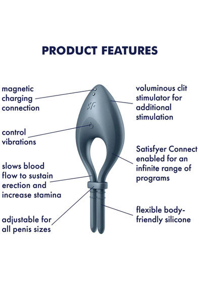 Satisfyer Bullseye Ring Vibrator Dark Blue - Vibrierender Penisring 2