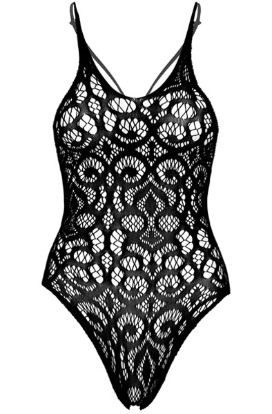 Seamless Spitzen-Bodysuit mit Scroll-Muster Schwarz - Body & Playsuits 3