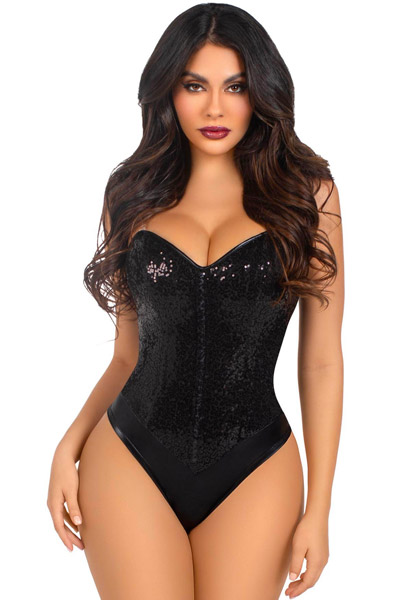 Sequin Corsagen-Body Schwarz - Body & Playsuits 1