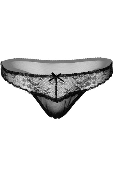 Sexy Floral Spitzen-String Schwarz - Spitzenhöschen 3