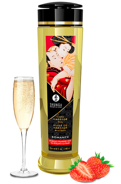 Shunga Massage Oil Romance Sparkling Strawberry Wine 240ml - Massageöl Erdbeere 2