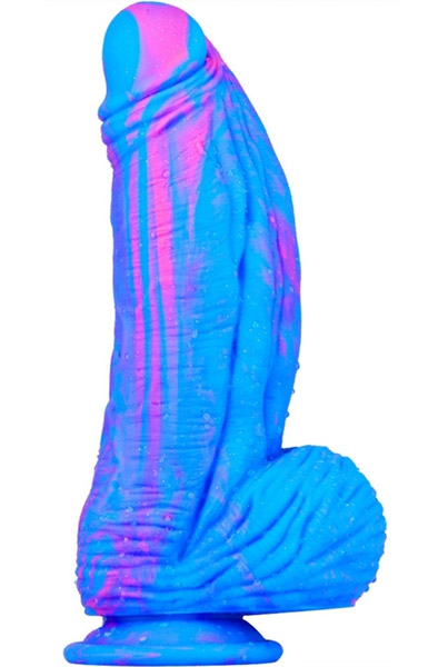 Silicone Dildo Fat Dick Blue-Pink 25cm - Monster-Dildo 1
