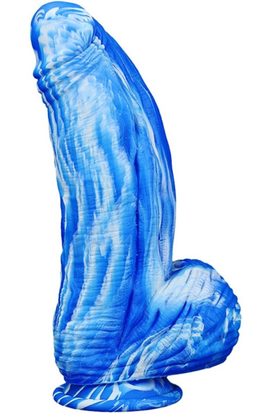 Silicone Dildo Fat Dick Blue-White 25cm - Monster-Dildo 1