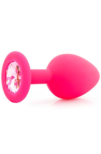Silicone Plug With Gem Medium Pink - Analplug 1