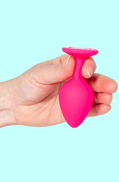 Silicone Plug With Gem Medium Pink - Analplug 2