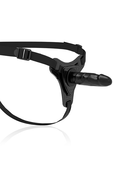 Silicone Strap-On Realistic Black 16 cm - Umschnalldildo mit Geschirr 1