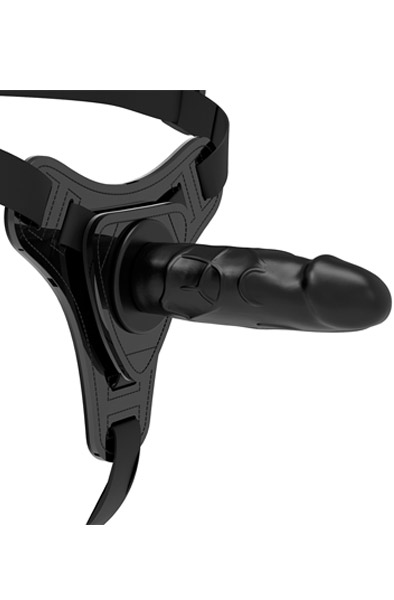 Silicone Strap-On Realistic Black 16 cm - Umschnalldildo mit Geschirr 2