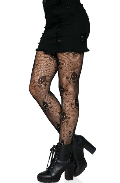 Skull Print Strumpfhose Schwarz - Strümpfe 3