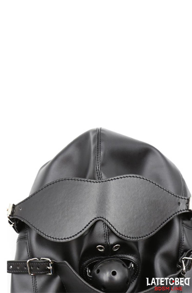 Slave Hood With Eye Mask & Breathable Gag Ball - BDSM Maske 4