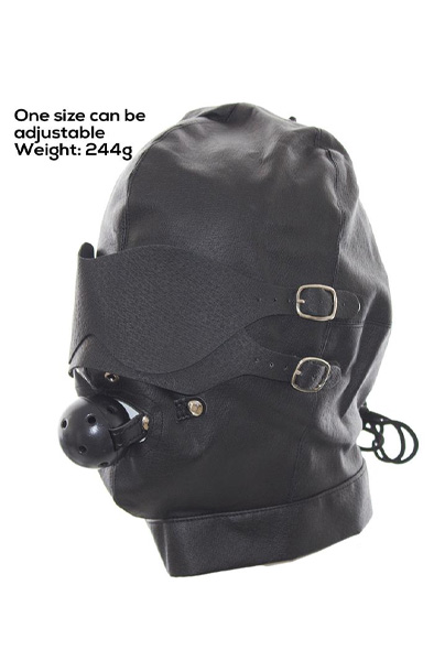 Slave Hood With Eye Mask & Breathable Gag Ball - BDSM Maske 7