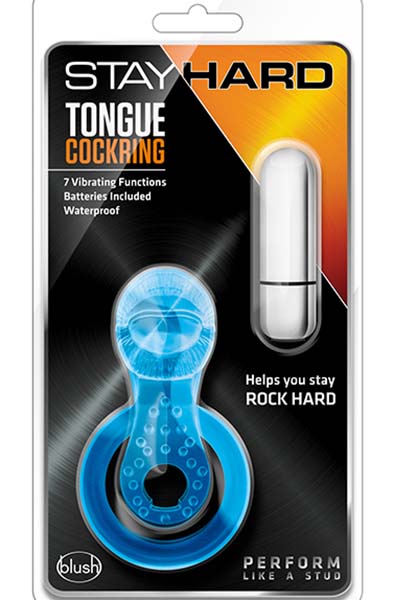 Stay Hard Tongue Blue C-ring - Vibrierender Penisring 3