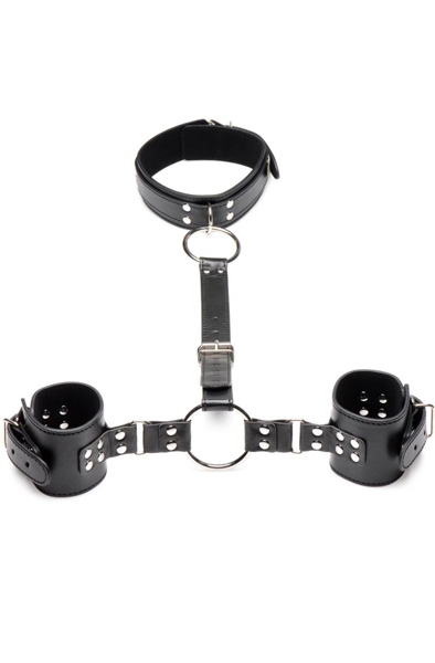 Strict Collar with Cuffs Restraint Set - Handschellen & Halsketten 4