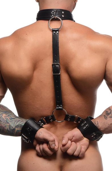 Strict Collar with Cuffs Restraint Set - Handschellen & Halsketten 6