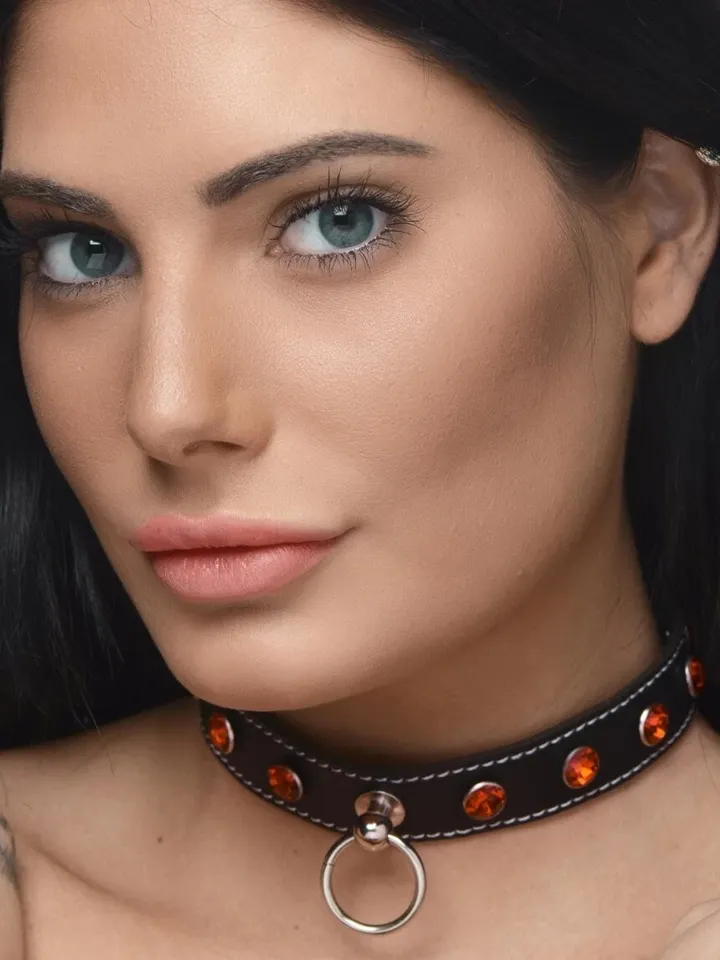 Strict Diamond Choker with O-Ring Black/Red - BDSM Choker 1 [full]