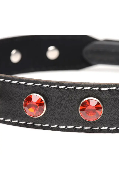 Strict Diamond Choker with O-Ring Black/Red - BDSM Choker 2