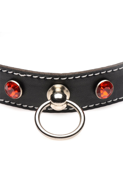 Strict Diamond Choker with O-Ring Black/Red - BDSM Choker 3