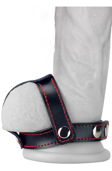 T-Style Leather Cockring With Ball Divider - Penis- und Hodensackringe 2