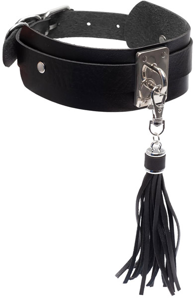 Teasing Tassel Collar Silver/Black - BDSM Choker 5