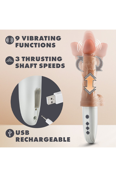 Thrusting, Vibrating & Warming Dildo 17,5 cm - Vibrierender Dildo 6