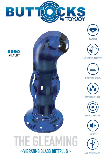 ToyJoy Gleaming Vibrating Glass Plug 11,5 cm - Analplug aus Glas 4