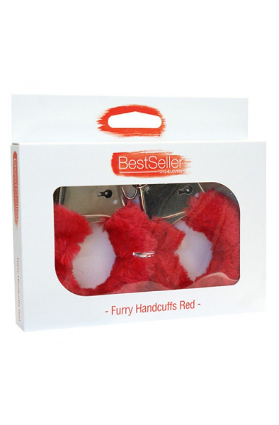 TOYZ4LOVERS Furry Handcuffs Red - Handcuffs with fluff 2