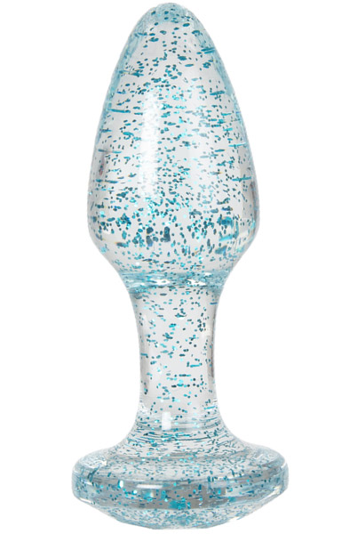 Transparent Blue Sparkling Butt Plug 8 cm - Analplug 1