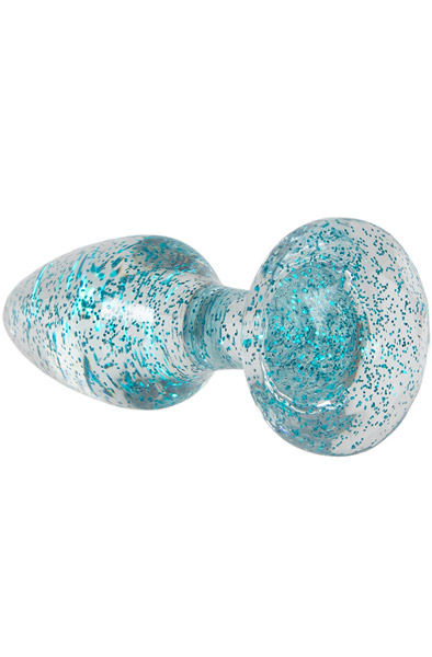 Transparent Blue Sparkling Butt Plug 8 cm - Analplug 2