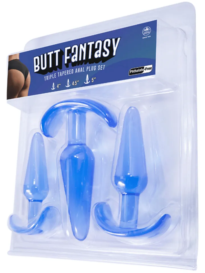 Triple Tapered Plug Set Blue - Anal plug set 3