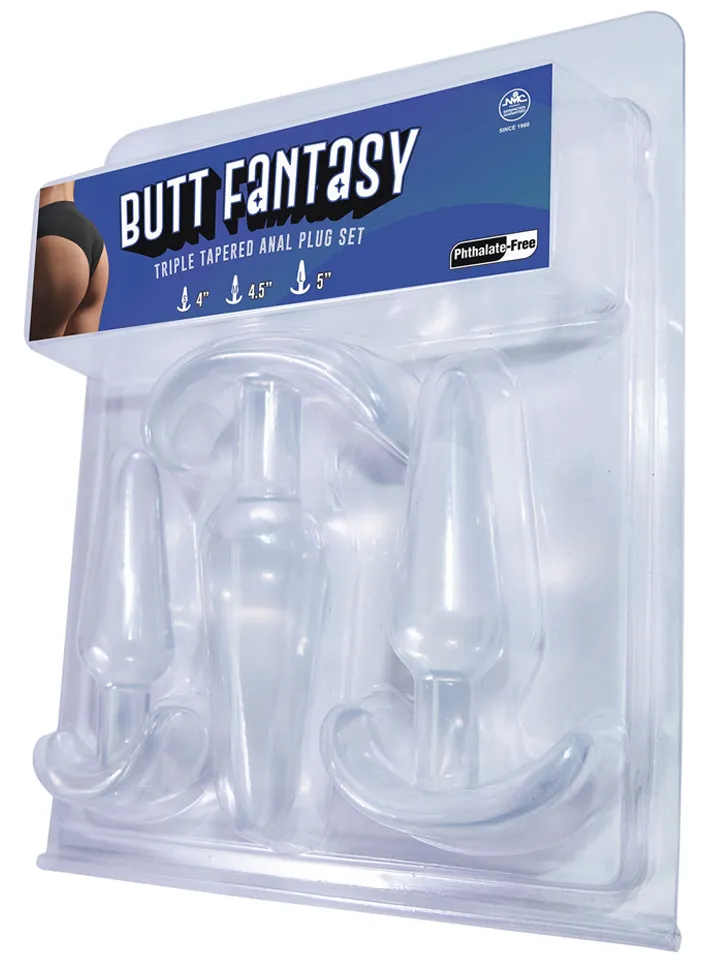 Triple Tapered Plug Set Clear - Anal plug set 3