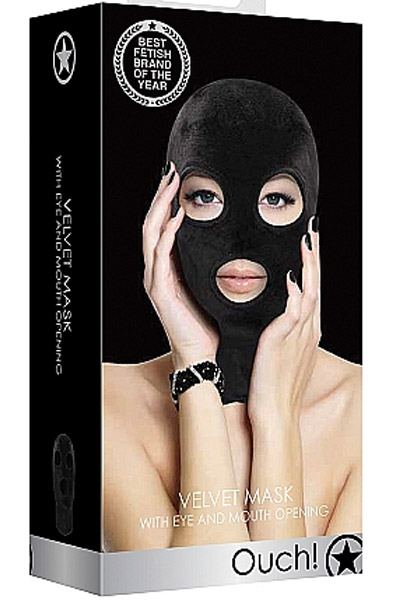 Velvet & Velcro Mask With Eye & Mouth Opening - BDSM mask 2