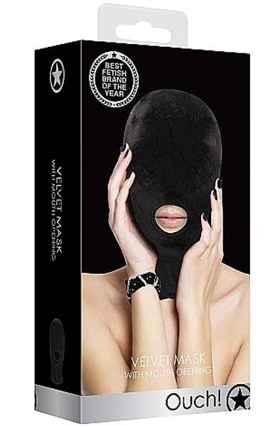 Velvet & Velcro Mask With Mouth Opening - BDSM mask 3
