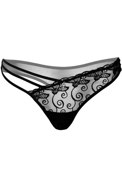 Very Sexy Bestickter String Schwarz - Spitzenhöschen 3