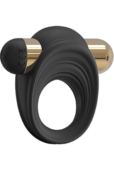 Vibrating C-Ring Black & Gold - Vibrierender Penisring 1