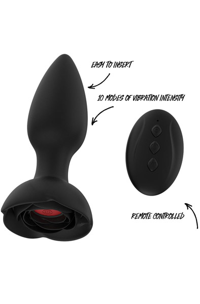 Vibrating Rose Buttplug With Remote - Vibrierender Analplug 1