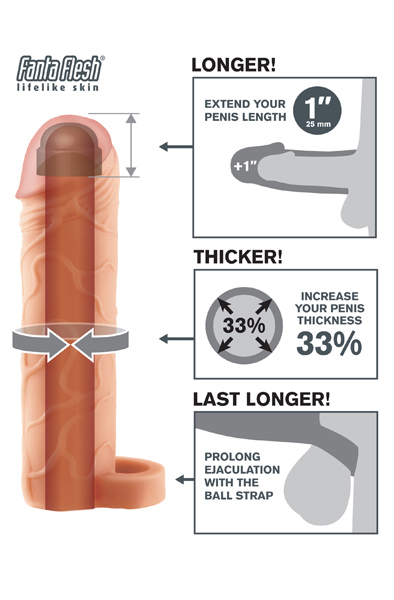 X-tensions Perfect 2,5 cm Extension with Ball Strap - Penisverlängerung/Penishülle 2